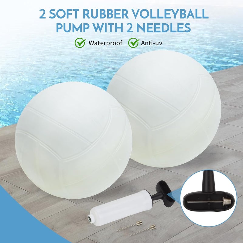 Olybeaka Base Free Pool Volleyball Net Set with 15-26 ft Length Adjustable, 3 Heights Adjustable Outdoor Volleyball Set for Pool with 2 Volleyballs and Carry Bag - Image 5